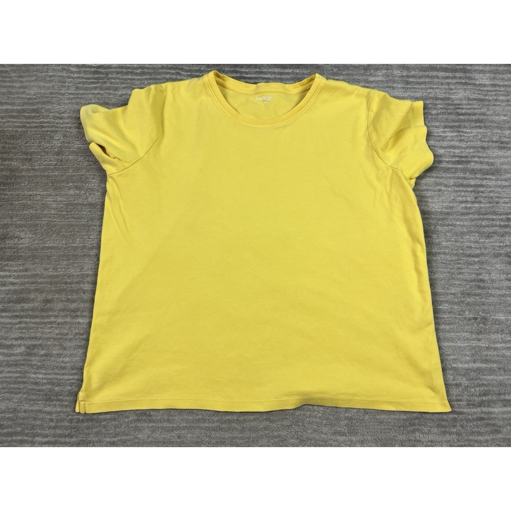Kim Rogers Top Womens Petite Large PL Yellow Short Sleeve